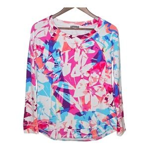 T by Talbots Floral Print UPF 50+ Long Sleeve Top Tee Shirt XS